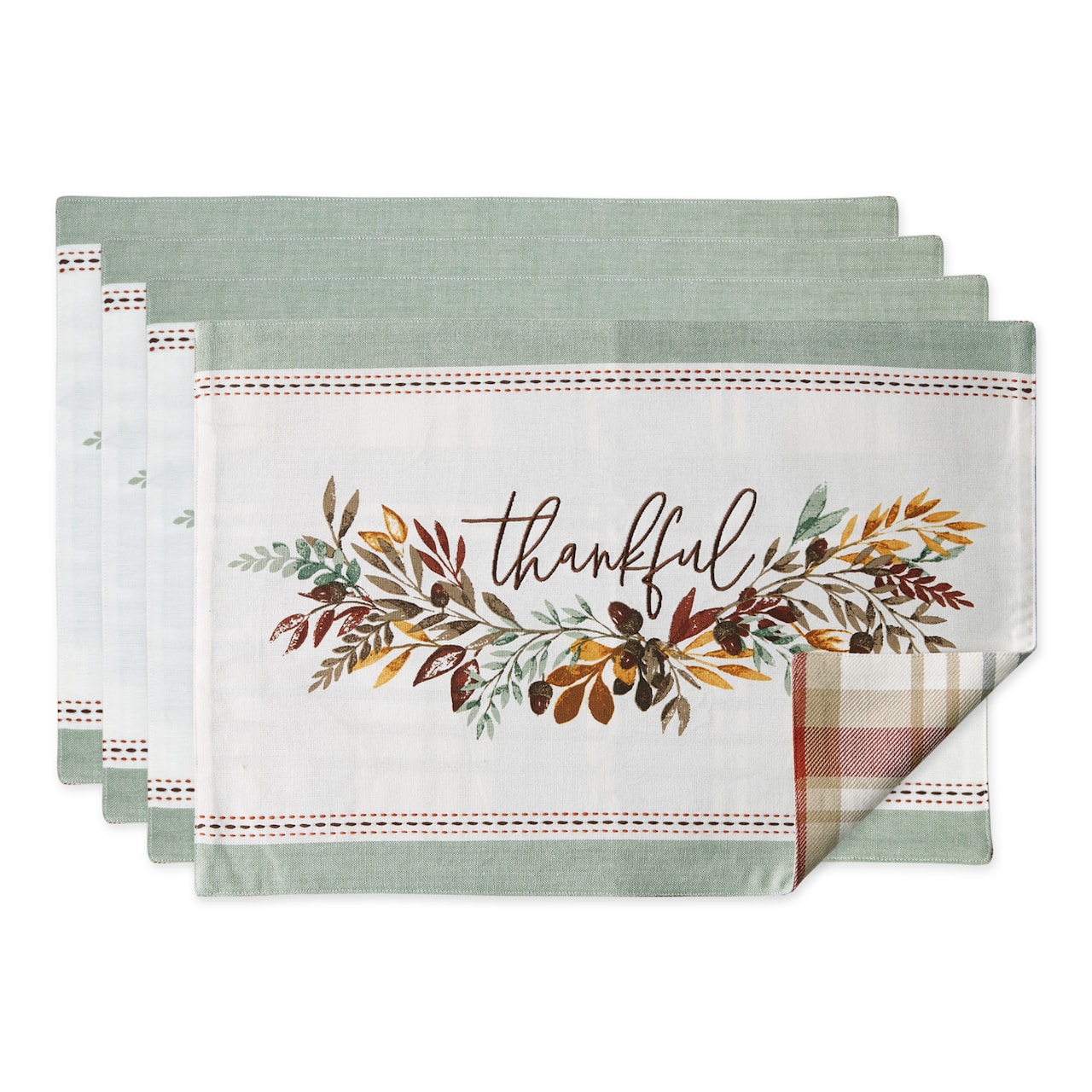 DII® Thanksgiving Autumn Fall Leaves Reversible Placemats, 4ct.